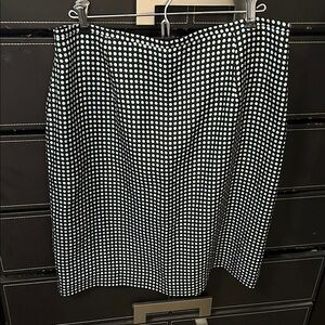 Ann Taylor Navy, White, Yellow Dotted Pencil Skirt